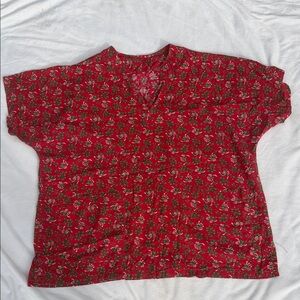 Christmas floralRed Blouse